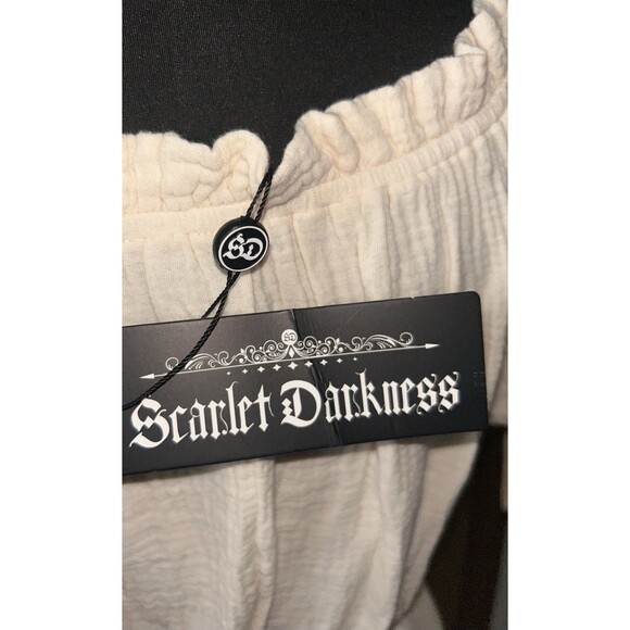 Scarlet Darkness NWT W’s S Seersucker Cotton Apricot Off Shoulder Pocket Dress - Picture 4 of 10